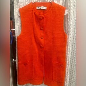Zara Button Down Orange Vest Jacket